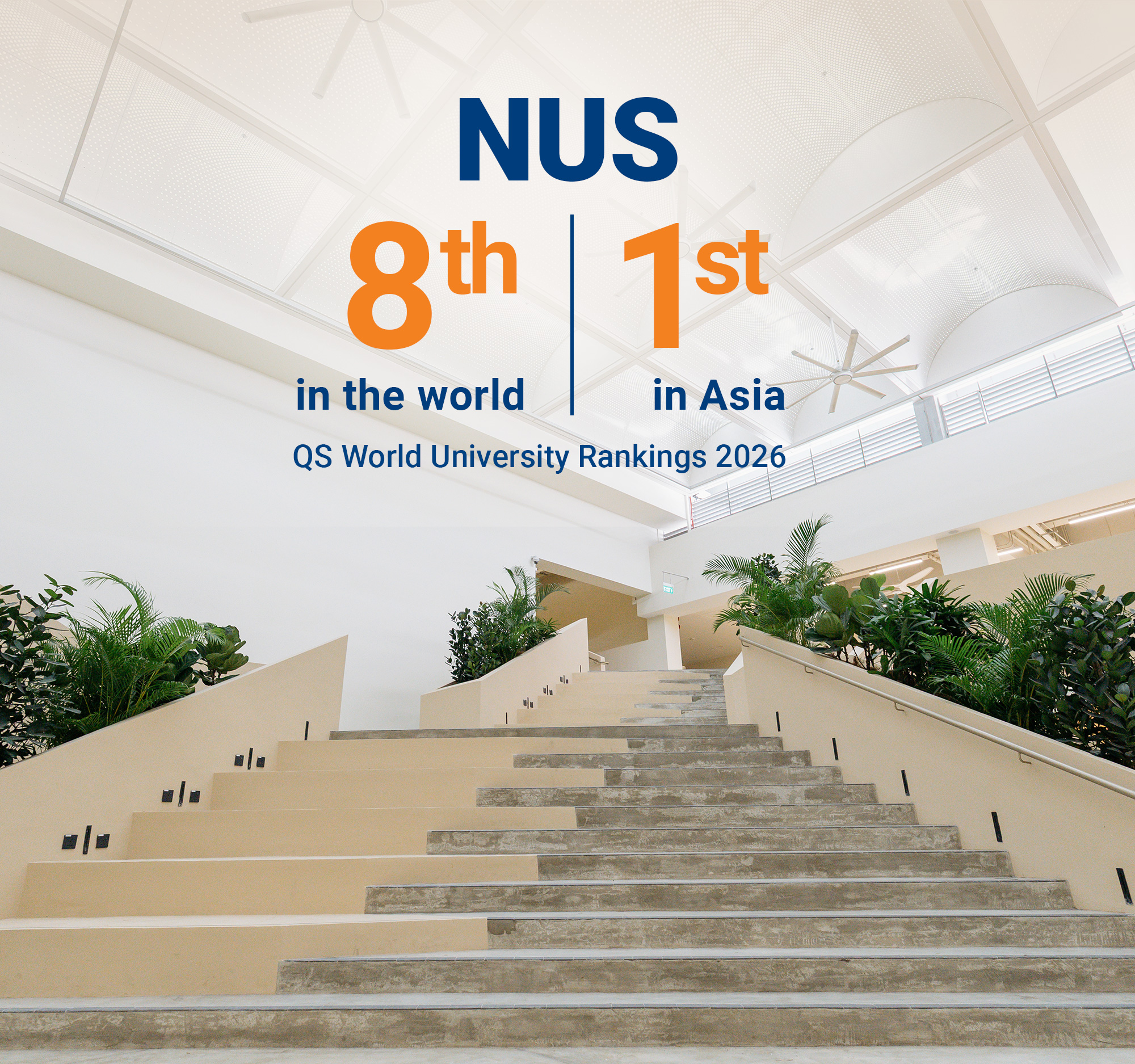 NUS ranks 8th in the world and 1st in Asia in QS World University Rankings 2026